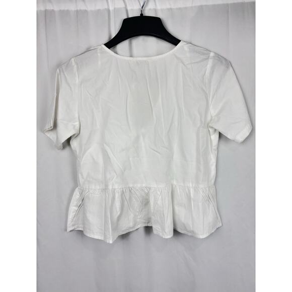 NWT Sim & Sam Tie Front Short Sleeve Top White Cotton Size S Cottage Prairie - Picture 3 of 7